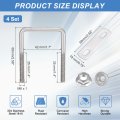 4 Set 1-5 8 Inner Wide Square U Bolts 2-9 16 Length 304 Stainless Steel U-bolts With Flange Hexagon Nuts Frame Plates For