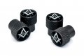Mason Universal Valve Stem Caps Black Chrome Knurling