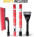 Zone Tech Extendable Snow Brush And Ice Scraper For Car 62 2-1 Adjustable Length Rotating Head Red Foam Grip Perfect