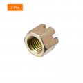 Uxcell 2pcs M14x2mm Hexagon Slotted Nut Grade 10 Carbon Steel Hex Castle Nuts Color Zinc