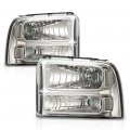 Headlights For 2005-2007 Ford F250 F350 F450 F550 Super Duty 2005 Excursion Not Fit Sealed Beam Headlight Model Clear Lens 
