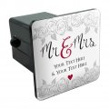 Personalized Custom 2 Lines Mr And Mrs Wedding Tow Trailer Hitch Cover Plug Insert