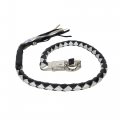 Dream Apparel 36 Leather Motorcycle Get Back Whip For Handlebar Fringed Biker Black And Silver 