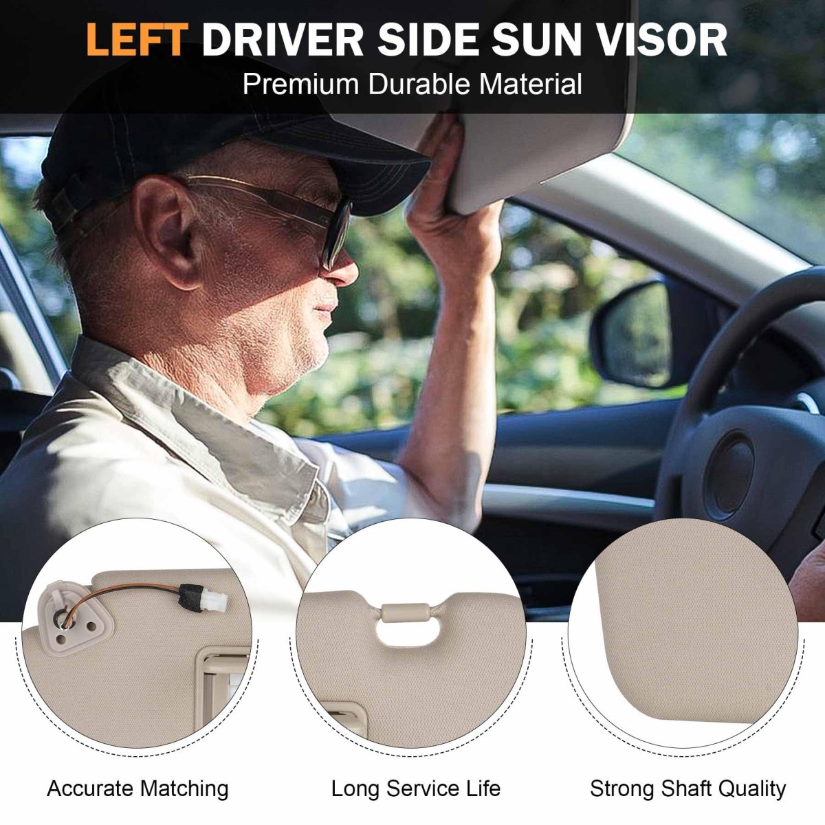 Left Driver And Right Passenger Side Sun Visor For Nissan Murano 2009 2010 2011 2012 2013 2014 Beige With Light Uv Resistant