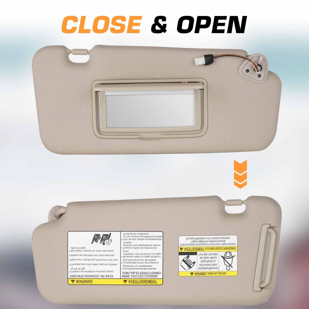 Left Driver And Right Passenger Side Sun Visor For Nissan Murano 2009 2010 2011 2012 2013 2014 Beige With Light Uv Resistant