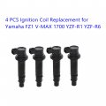 Waltyotur 4 Pcs Ignition Coil Replacement For Yamaha Fz1 V-max 1700 Yzf-r1 Yzf-r6