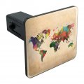Colorful Rainbow Map Of The World Earth Globe Tow Trailer Hitch Cover Plug Insert