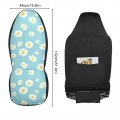 Alaza Daisy Flowers Polka Dot Blue Car Seat Cover Fronts Only For Women Men Seat W Organizer Pocket Cars Suv Truck Sedan 1 Pc
