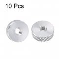 Uxcell Flat Knurled Nut M5 X 16mm 5mm Thumb Nuts Lock Adjusting Aluminum Alloy Silver 10pcs