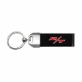 Ipick Image For Dodge R T Logo Black Real Leather Loop Strap Chrome Metal Key Chain Keychain Official Licensed