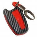 2-layers Hybrid Combo Carbon Key Fob Cover W Keychain For Hyundai Azera Equus Santa Fe 