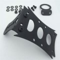 Httmt Mt408-p-k Black Horizontal Vertical Zigzag Mount License Plate Bracket Bk Cd Round Led Tail Brake Light Integrated