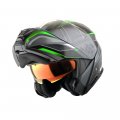 Martian Motorcycle Modular Full Face Helmet Flip Up Dual Visor Sun Shield Hg362 Grey Green 