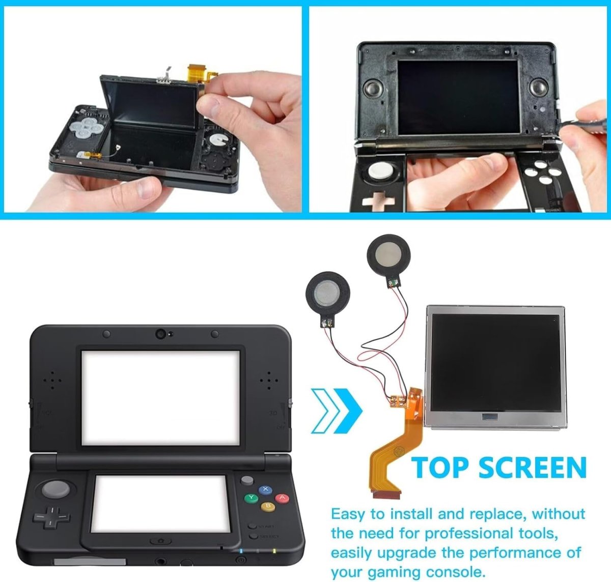 Top Screen Replacement For Nintendo Ds Lite With Speakers Soldered Lcd Display Repair Part