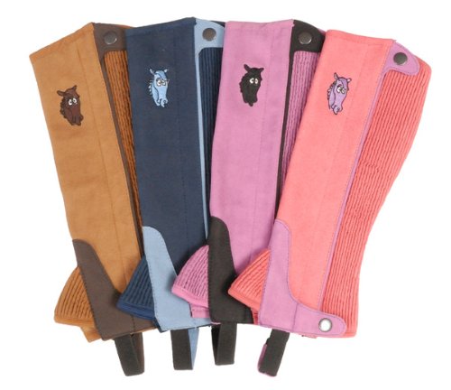 Tough-1 Childs Half Chaps 12-14 Sky Blue Navy