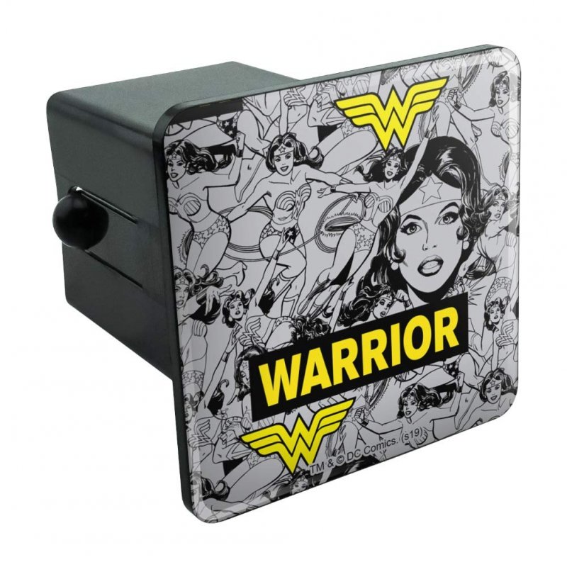 Wonder Woman Warrior Pattern Tow Trailer Hitch Cover Plug Insert For 2 In Receivers Durable Black Abs Plastic With Uv Resistant