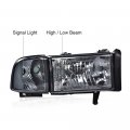 G-plus Headlight Lamps Compatible With 1994-2001 Dodge Ram 1500 1994-2002 2500 3500 Smoky Lens Chrome Housing Clear Reflector
