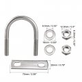 Uxcell Round U-bolt 1 73 44mm Inner Width 69mm Length Steel M8 With Nuts Plate Washers 2 Set