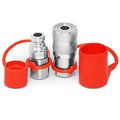 1 4 Npt Flat Face Hydraulic Quick Connect Coupler Set W Dust Caps