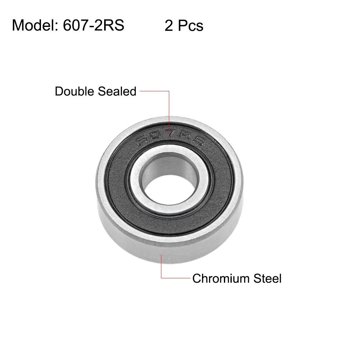 607-2rs Deep Groove Ball Bearings 7mm X 19mm 6mm Double Sealed Chrome Steel Z2 2pcs
