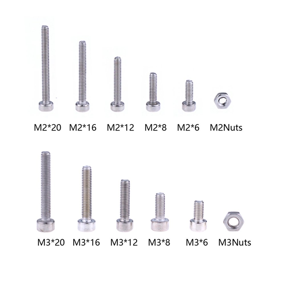 Hilitchi 420pcs M2 M3 Stainless Steel Hex Socket Head Cap Screws Nuts Assortment Kit With Box 304