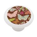 Retro Butterflies Decorative High Gloss Ceramic Drawer Knob 