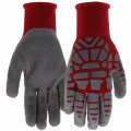 Boss Women S Tactile Grip Micro Armor Foam Latex Dipped Work Glove Nylon Shell Water Resistant Abrasion Red Gray Medium Large 