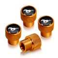 Ford Mustang In Black On Golden Easy-grip Aluminum Tire Valve Stem Caps Official Licensed 