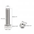 Uxcell M10 X 45mm Hex Head Screws Bolts Nuts Flat Lock Washers Kits 304 Stainless Steel Fully Thread Hexagon 4 Sets