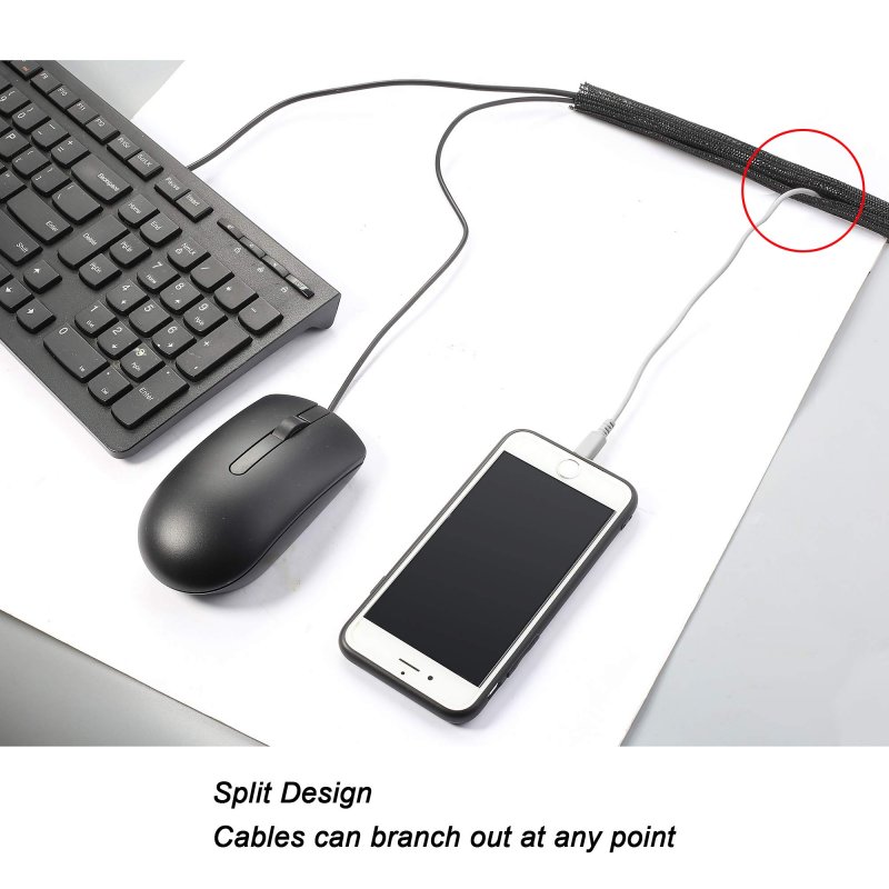Crocsee 25ft 1 25 Inch Braided Cable Management Sleeve Cord Protector Self-wrapping Split Wire Loom For Tv Computer Home
