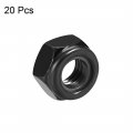 Uxcell Hex Lock Nuts M8 X 1 25mm Carbon Steel Nylon Insert Self-locking For Fasteners 20pcs Black