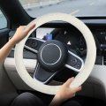 Zcargel Plush Car Steering Wheel Cover 38cm 15inch Breathable Anti-slip Fluffy Winter Suitable For Most Standard Round Wheels