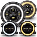 True Mods 7 In H6024 Led Headlights And 4 Fog Lights For Jeep Wrangler Jk Unlimited Jku 2007 2018 Halo Drl Amber Turn Signals 