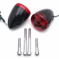 Httmt- Glossy Black Rear Turn Signal Indicator Light With Red Lens Compatible H-d Xl1200 Xl883 Softail Flde Flhc Flsb P N