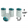 Plaid Turquoise Teal Gray Grey Pattern Tire Rim Wheel Aluminum Valve Stem Caps
