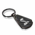 Ipick Image Compatible With Ford Mustang Cobra Real Black Carbon Fiber Gunmetal Metal Teardrop Key Chain