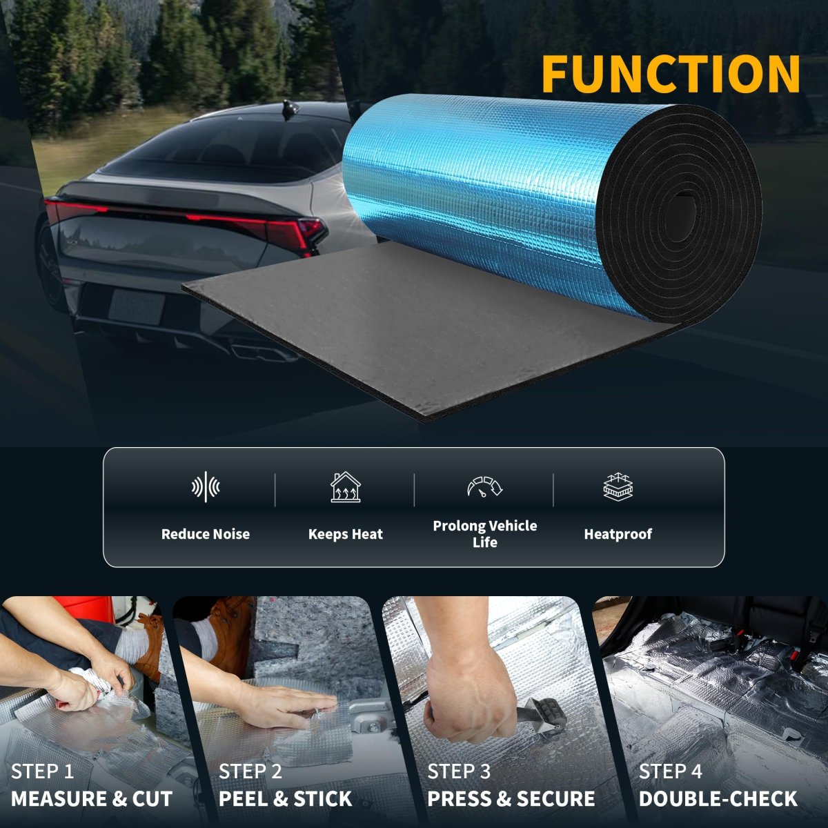 590mil 15mm 10 76sqft Sound Deadener Mat Aluminum Foil Heat Shield Material Self Adhesive Universal For Hood Boat Engine Cover