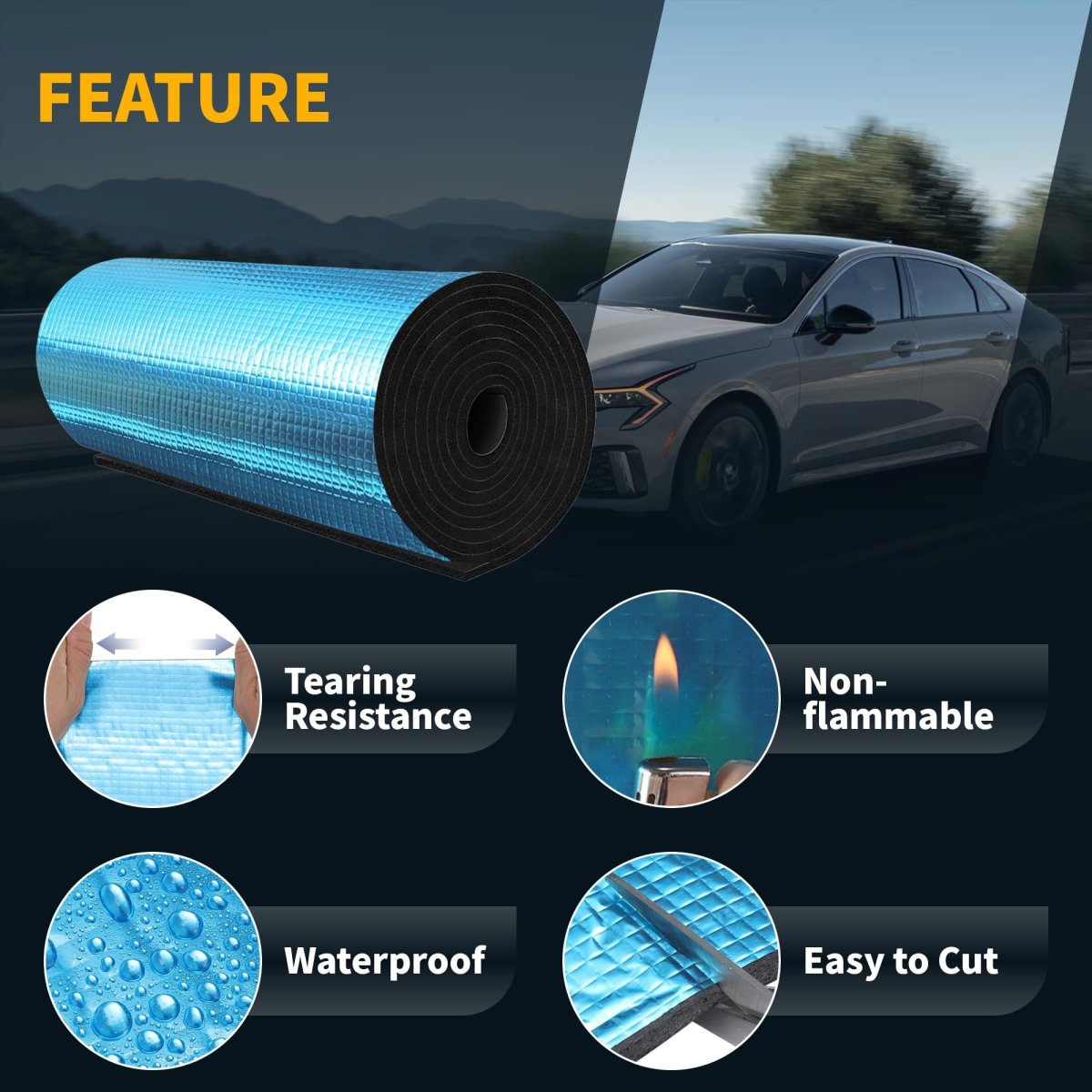 590mil 15mm 10 76sqft Sound Deadener Mat Aluminum Foil Heat Shield Material Self Adhesive Universal For Hood Boat Engine Cover