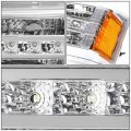 Pair Led Drl Stripe Chrome Housing Front Bumper Light Lamp Compatible With Chevy Silverado Avalanche 1500 2500 03-06