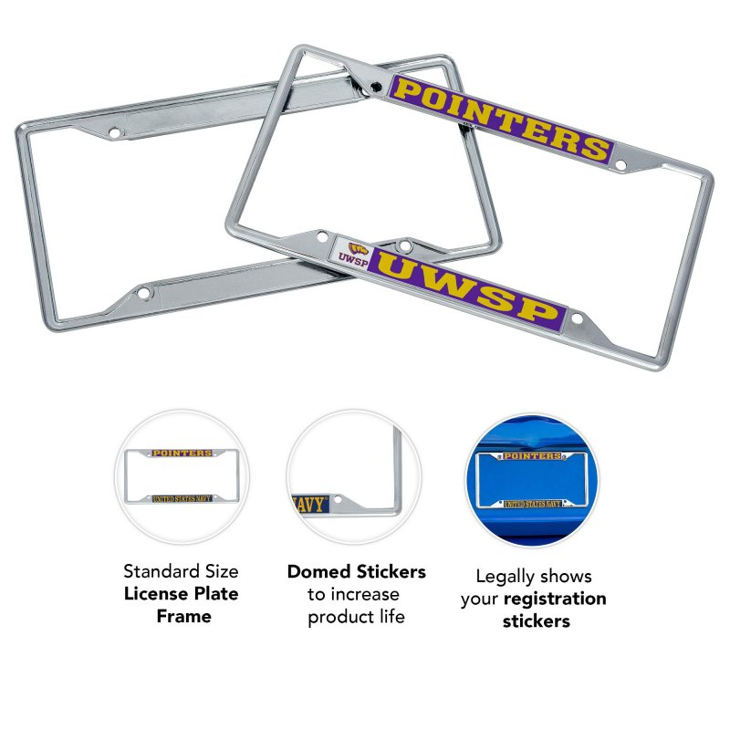 University Of Wisconsin Stevens Point Uwsp Pointers Metal License Plate Frame For Front Or Back Car Officially Licensed Mascot