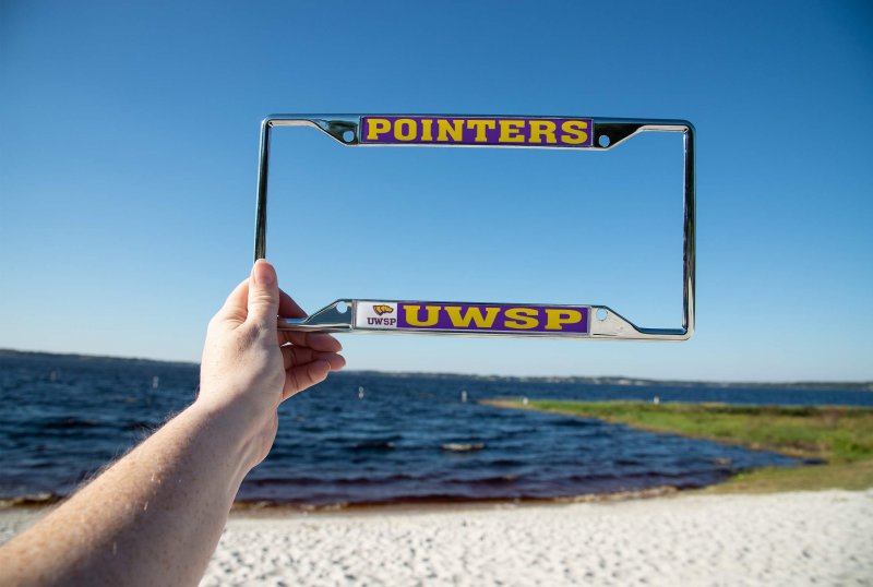 University Of Wisconsin Stevens Point Uwsp Pointers Metal License Plate Frame For Front Or Back Car Officially Licensed Mascot