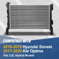 Dpi 13709 Factory Style 1-row Cooling Radiator Compatible With Sonata Optima Hybrid 2 0l 2016-2020 Aluminum Core