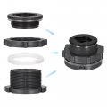 Uxcell Pvc Bulkhead Tank Adapter With Plug Fitting G1-1 2 Thread For Rain Buckets Water Tanks Ponds 1 Set