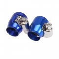 X Autohaux 4pcs An4 Hex Blue Car Hose Finisher Flexible Rubber Pipe Clamp With Screw Band Adapter Fitting For Oil Fuel Water