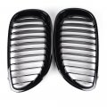 Astra Depot Front Glossy Black Wide Kidney Center Grille T10 Side Marker Lights Compatible With 2004-2010 E60 E61 5 Series