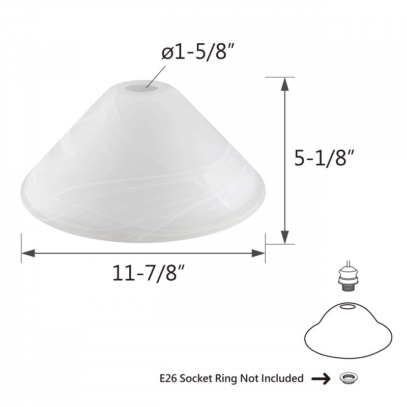 Aspen Creative 25302-64-1 Alabaster Glass Shade For Medium Base Socket Torchiere Lamp Swag Pendant Island Fixture 11-7 8