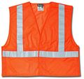 Mcr Safety Cl2moxl Class 2 Polyester Vest With 2-inch Silver Stripe Fluorescent Orange X-large 