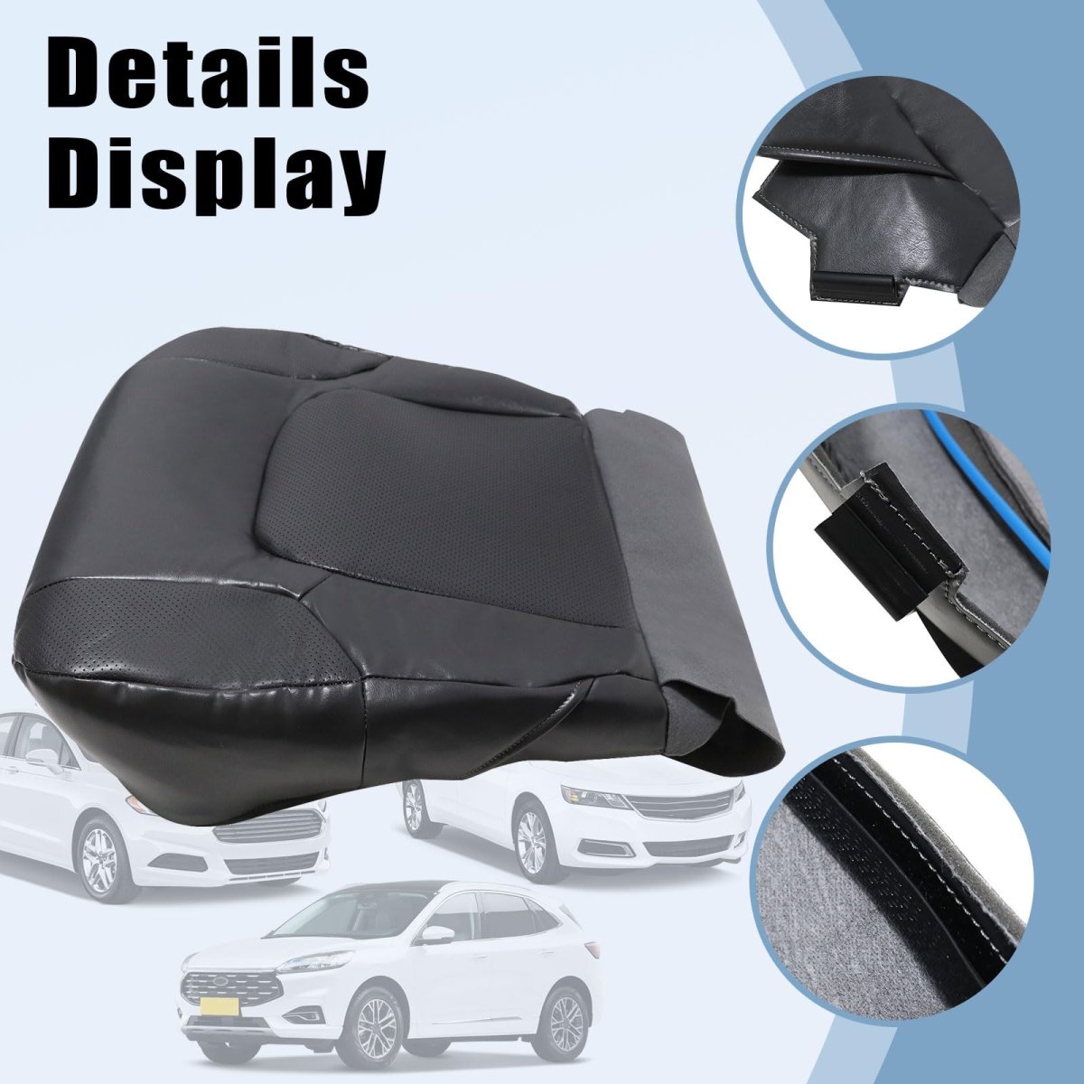 Driver Bottom Perforated Leather Seat Cover Dark Gray For Nissan Frontier 2005 2006 2007 2008 2009 2010 2011 2012 2013 2014