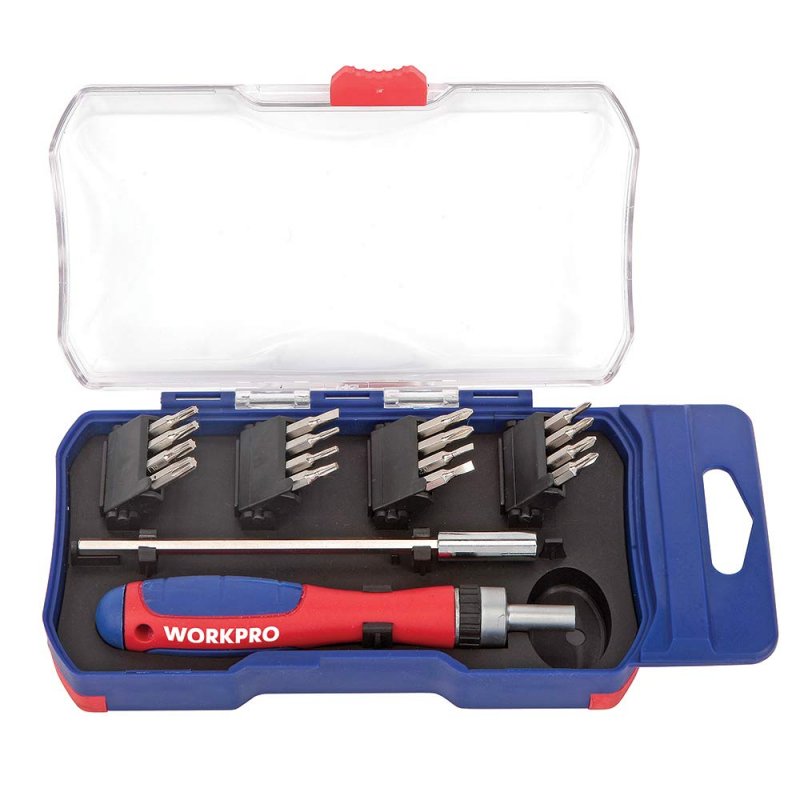 Workpro W021181 18 Piece Ratcheting Screwdriver Set W Extension Bar Chrome Single Pack