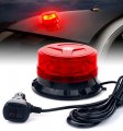 Red Led Mini Rooftop Beacon Light With Magnetic Base Rotating Strobe Warning Safety Flashing Lights For Emergency Vehicles 